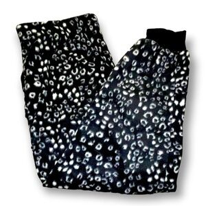 BLACK Fleece Leopard Joggers Size L (12-14)